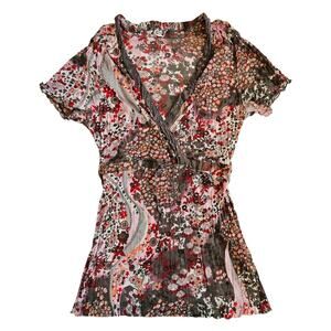 Y2k Mesh Babydoll Top Floral Satin Ribbon - Medium